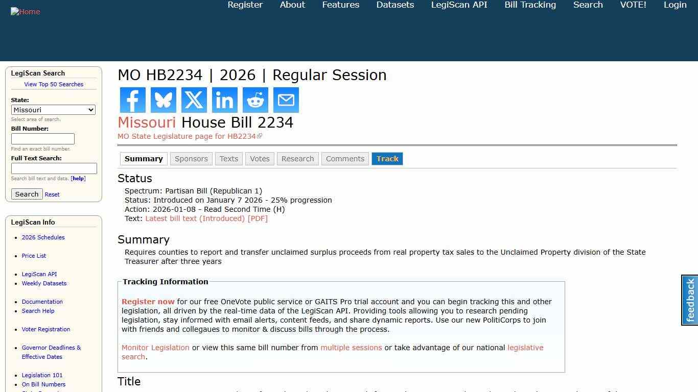 MO HB2234 2026 Regular Session LegiScan