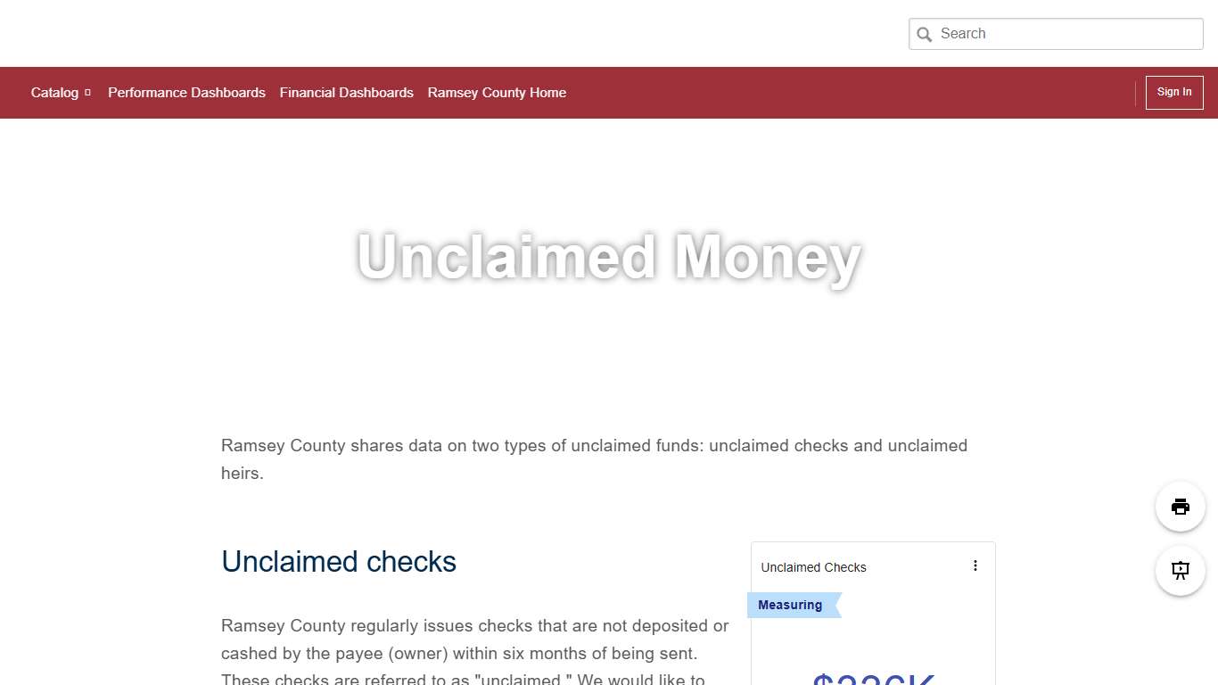 Unclaimed Money Ramsey County, Minnesota